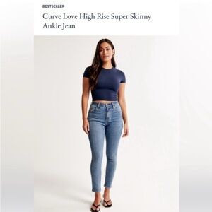 Abercrombie & Fitch Curve Love High Rise Super Skinny Ankle Jeans - Blue